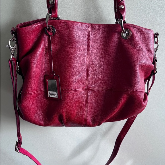 Tignanello Handbags - Tignanello Red Pebbled Leather Bag with adjustable strap , GUC